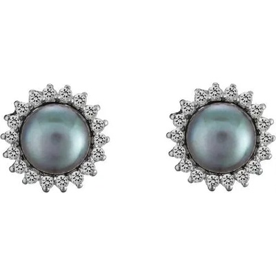 Swan Сребърни обици със сладководни черни перли SE0307B Swan