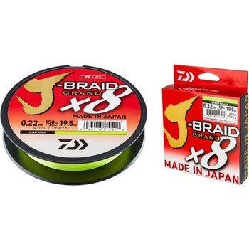 Daiwa šnúra J-Braid Grand X8 Chartreuse 135m 0,16mm
