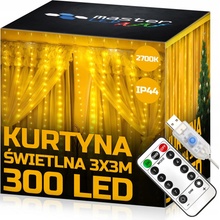 Vipelectro Světelný závěs 3x3m 300 LED s ovladačem na USB Teplá bílá
