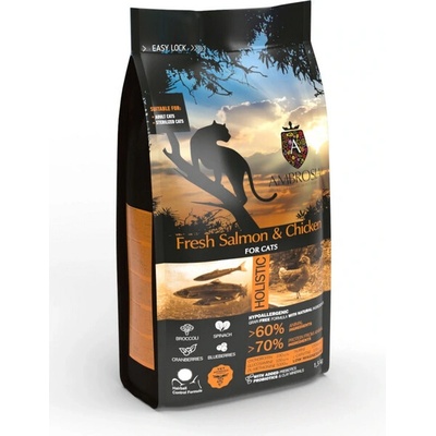 Ambrosia čerstvý losos a kuracie mäso pre mačky 1,5 kg