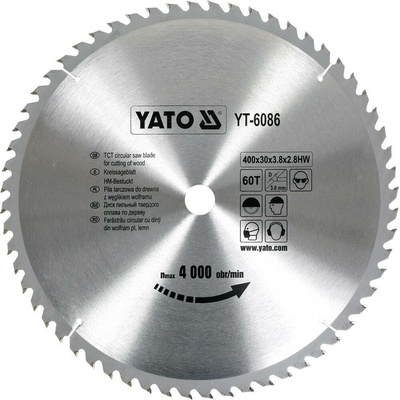 Kotouč na dřevo 400 x 30 mm 60z Yato YT-6086