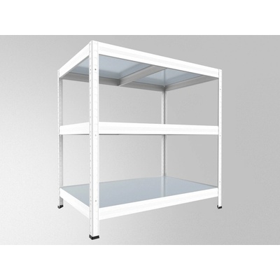 Biedrax Regál do technické místnosti 50 x 75 x 120 cm, bílý, 3 police plech zinek, nosnost 150 kg na polici