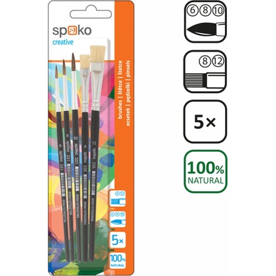 SPOKO súprava školských štetcov S0339, mix druhov, blister