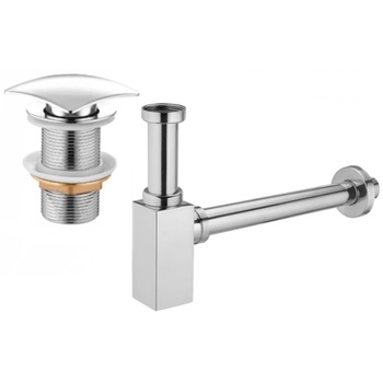 Mexen квадратен полусифон за мивка с капачка click-clack, без преливник, хром - 7991660-00 (7991660-00)