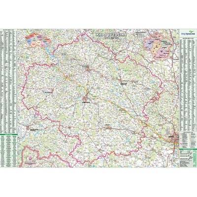 Kraj Vysočina - nástěnná mapa 130 x 97 cm, laminovaná s 2 lištami