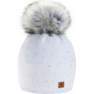 Fashionweek dámská zimní čepice s bambulí flísová podšívka Jenot Verona Bílá