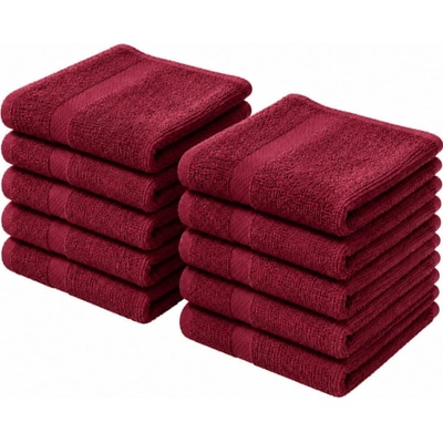 Top textil 10 ks sada dětských ručníků Ekonom 40 x 60 cm vínová