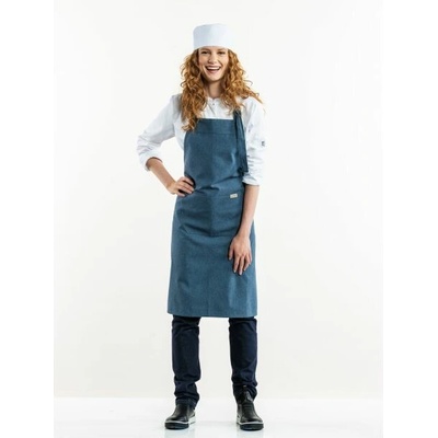 Chaud Devant Kuchářská zástěra s náprsenkou Amar Blue Melee Blue W75 L90 cm W75 L90 cm modrá