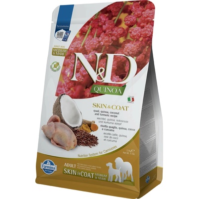 N&D Quinoa Dog Adult Medium & Maxi Grain Free Skin & Coat Quail & Coconut 2,5 kg