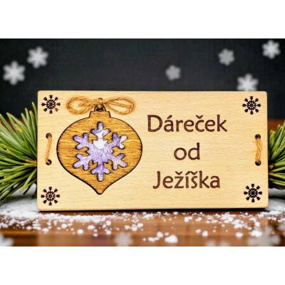 Dekorace z Řečice Vánoční dřevěné přání na peníze ozdoba.