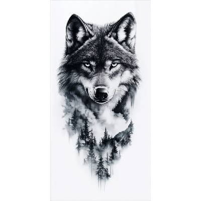 Takoy Panel na ušití rychleschnoucího ručníku 80x160 vlk v lese