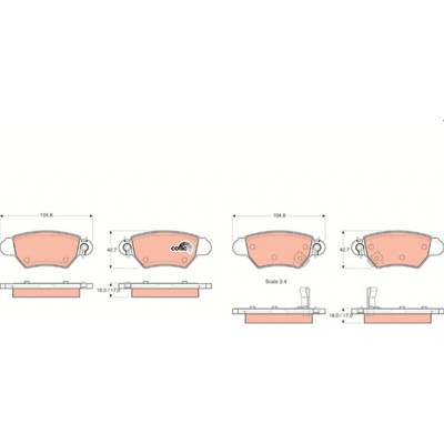 Sada brzdových platničiek kotúčovej brzdy TRW GDB1352
