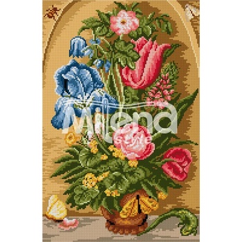 Milena Style Градински букет - гоблен със схема конци dmc 1: 4