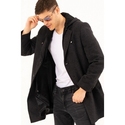 Dewberry PLT8376 MEN'S COAT-PATTERNED BLACK čierna