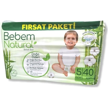 BEBEM бебешки пелени, Natural, Номер 5, 11-18кг, 40 броя