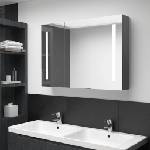 vidaXL LED шкаф с огледало за баня, 89x14x62 см, сив (326527)