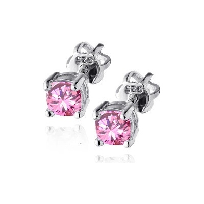Nubis stříbrné náušnice s růžovými zirkony NB-3759-P