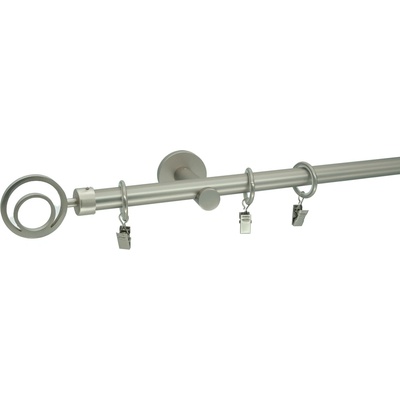 Kovovégarnýže Garnýž Orbio modern 19 mm matný nikl Jednořadá 180 cm Bez kroužků (na tunýlek)