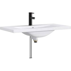 vidaXL Мивка за баня Матово черно 81 x 40 x 17, 5 см Метал (890237)