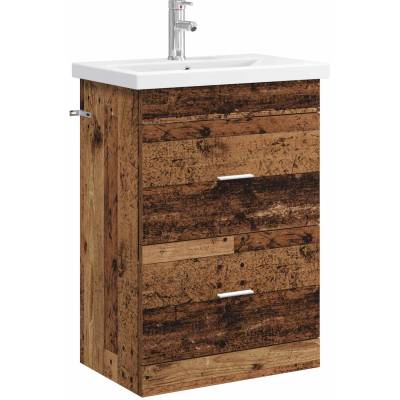 vidaXL Комплект мебели за баня Старо дърво 61 x 40 x 84, 5 см (3404372)
