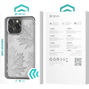 Image 1 of DEVIA Кейс за Iphone 14 Max, на есенни листа с диаманти, сребрист - Devia