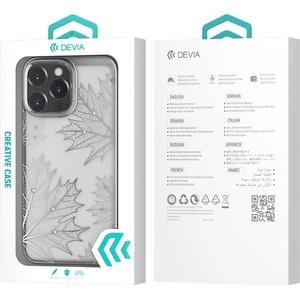 DEVIA Кейс за iPhone 14 Max, на есенни листа с диаманти, сребрист - Devia