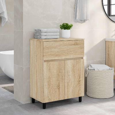 vidaXL Шкаф със светло за баня Дъб сонома 60 x 35 x 80 см (889417)