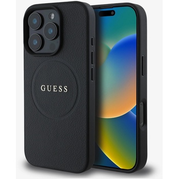 GUESS PU Grained Classic Logo MagSafe заден капак за iPhone 16 Pro Black Guess | Lilav | МЪЖЕ | UNI