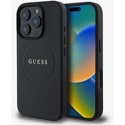 GUESS PU Grained Classic Logo MagSafe заден капак за iPhone 16 Pro Black Guess | Lilav | МЪЖЕ | UNI