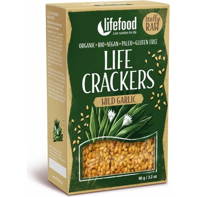 Lifefood ľanové krekry s medvedím cesnakom Bio Raw 90 g