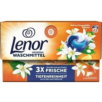 Lenor prací kapsle Universal Pomerančový květ a Broskev 22 PD