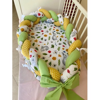 Image 1 of Niki' s Dreams Бебешко гнездо 3в1 Зайчета с цветя с жълто и зелено (140007-0)