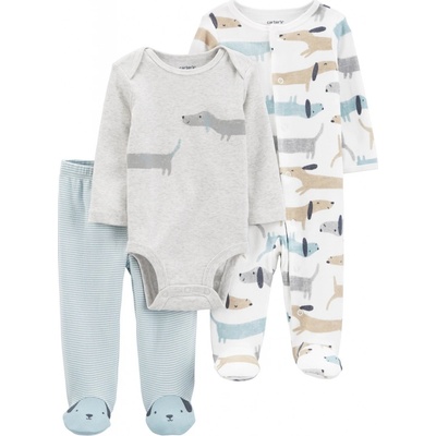 Carter's Set 3dielny overal na cvoky polodupačky body dl. rukáv Dogs chlapec LBB NB