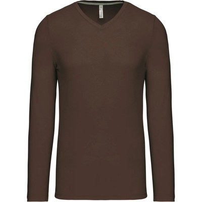 Kariban VINTAGE V-NECK K358 pánské tričko s dlouhým rukávem chocolate