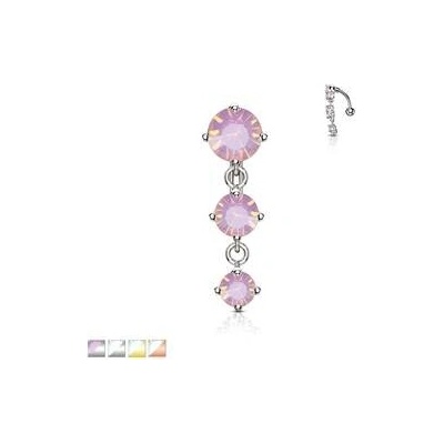 Piercingate piercing do pupíku visací s kamínky PBV00573 bílá