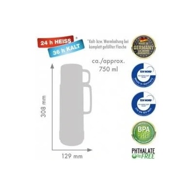 ROTPUNKT Hiking thermos Series 40 0.75 l White-yellow