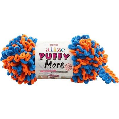 Alize příze Puffy More 6549 oranžová a modrá