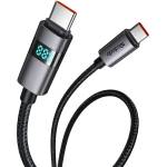Mcdodo Кабел за данни - Mcdodo (CA-5610) - USB-C → USB-C, LED дисплей, 100W, бързо зареждане, 1.2m - Черен