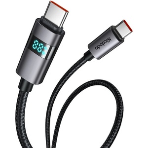 Mcdodo Кабел за данни - Mcdodo (CA-5610) - USB-C → USB-C, LED дисплей, 100W, бързо зареждане, 1.2m - Черен