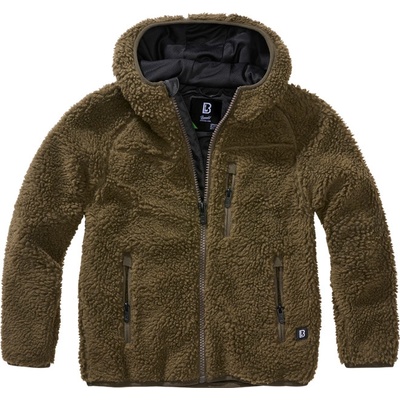 Brandit Bunda dětská Kids Teddyfleece Jacket Hooded olivová