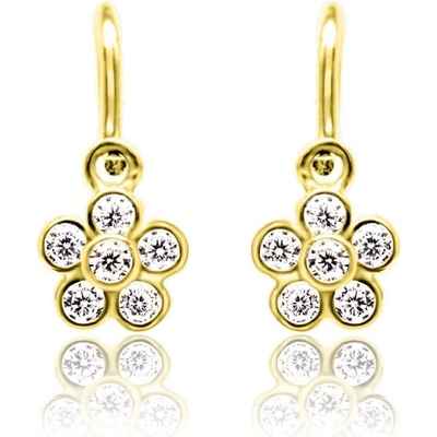 Duppi dětské náušnice s diamantmi zo žltého zlata kvetinky briliant zapínanie brizúra DU 35005D