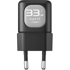 Havit Захранване за ел. мрежа с USB-A и USB-C изходи и технология за бързо зареждане - Havit Dual Wall Charger 33W (черен-сив) (UC230EU (KF2343627))