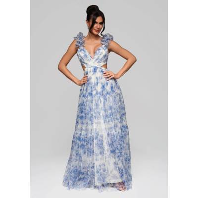 Edoti Evening dress LA-OM-DL modrá biela