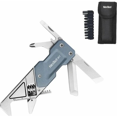NexTool nástroj multifunkční W1 s francouzským klíčem a sadou bitů MODRÝ