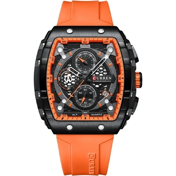 Curren Мъжки часовник Curren Marv, Хронограф, Силиконова каишка, Оранжев (CURREN-8442-ORANGE)