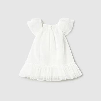 Mayoral Рокля тюл в бял цвят за бебе момиче Майорал