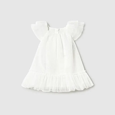 Mayoral Рокля тюл в бял цвят за бебе момиче Майорал