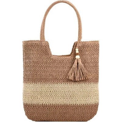 Macramé plážová kabelka se střapcem Hnědá