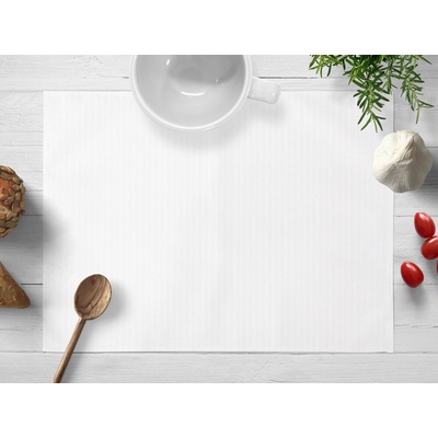 Biante Damaškové prestieranie Atlas Grádl DM-012 Biele tenké pásiky 2 mm 30x40cm