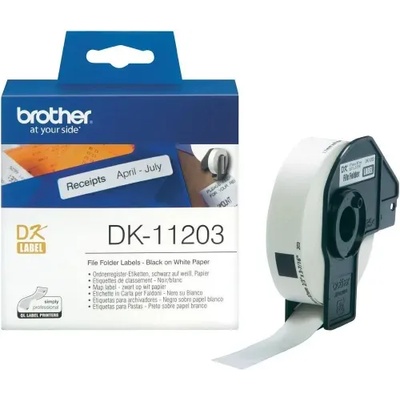 Brother Консуматив, Brother DK-11203 File Folder Labels, 17mm x 87mm, 300 labels per roll, Black on White (DK11203)